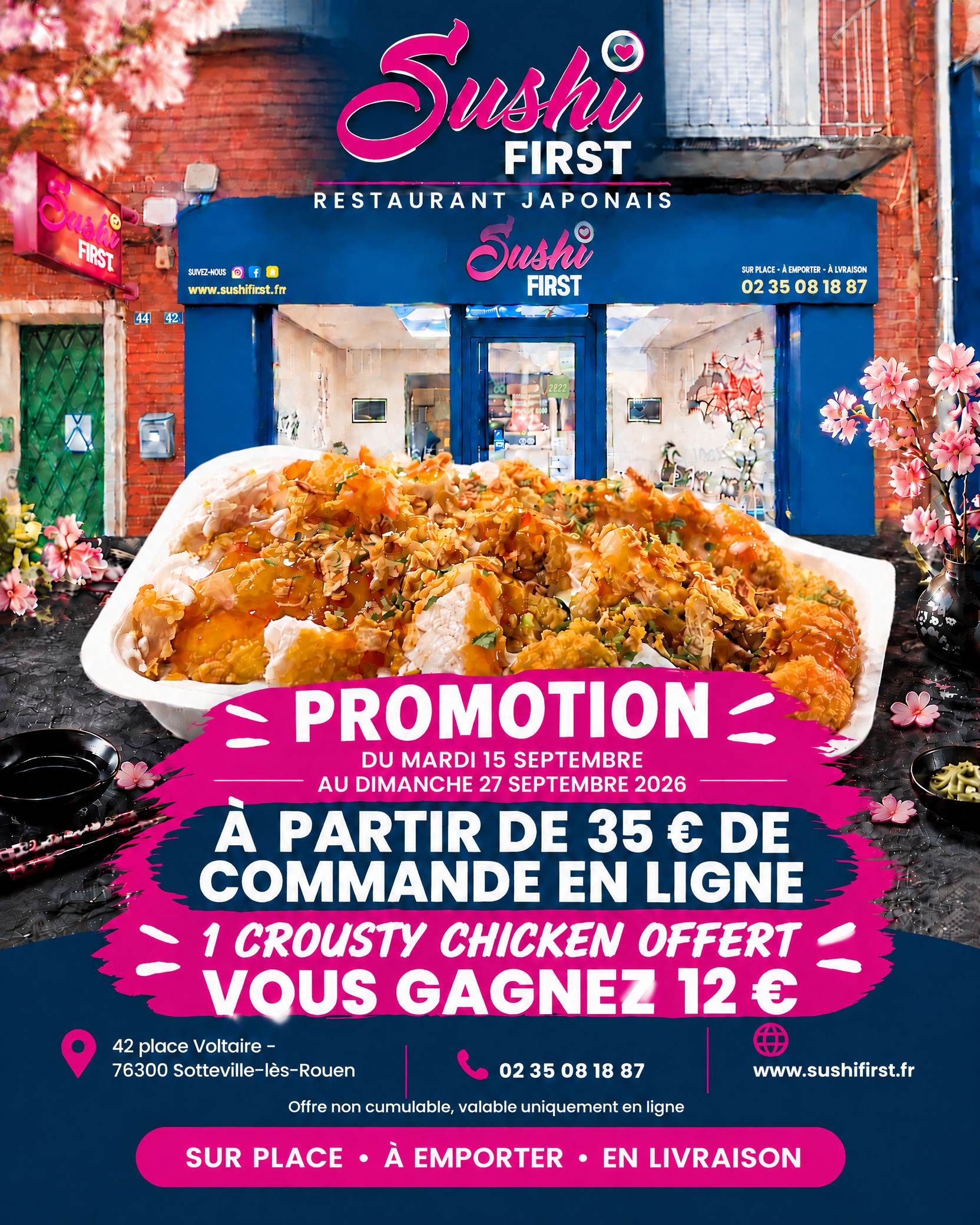 livraison sushis &agrave;  mont st aignan 76130